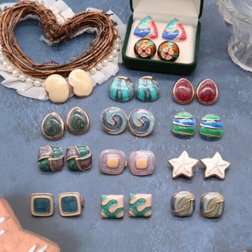 Sweet Cute Earrings Enamel Geometry Pretty Popular Classic Multi-Styles Colorful