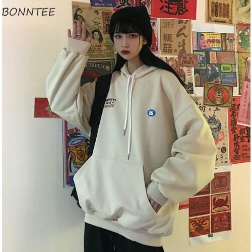 Sweatshirts Women Casual Kangaroo Pocket Letter Hoodies Fashion Ins New Design Teen Elegant Streetwear Cute Teenager Loose Fall