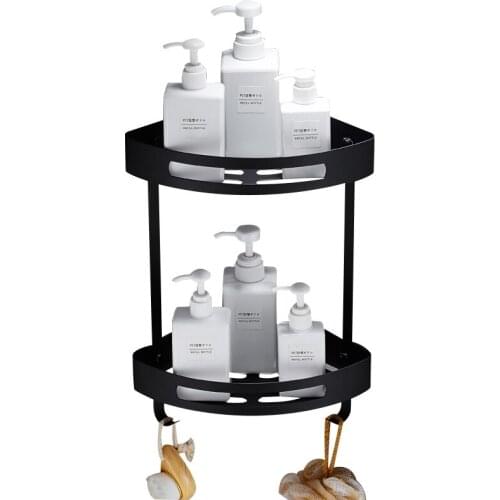 304 Stainless Steel Bathroom Hardware Corner Shelf Shower Gel Rack Shampoo Caddy Holder Wall Mount Nail Punched 1-2 Tier Basket