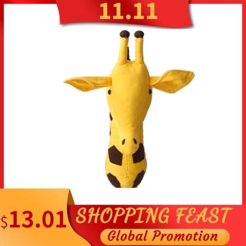 Kids Room Decoration 3D Animal Heads Giraffe Wall Hanging Decor For Children Room Nursery Room Decoration Soft Install Game Hous