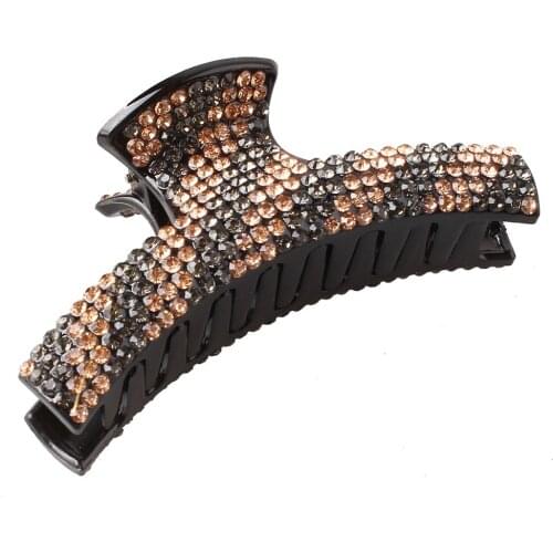 Retro Crystal Sining Hair Claws Women Banana Hair Clips Rhinestone Hairgrip Trendy Clip Barrettes Rhinestone Hair Accessories