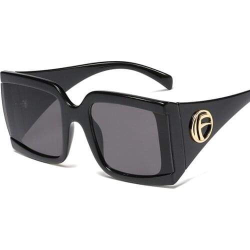 Oversized Sun Glasses for Women Sunglasses Female 2021 Retro Rectangle Black Blue Square Shades Oculos De Sol Feminino