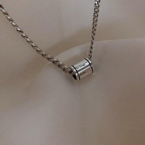 KOFSAC Trendy Silver Color Necklace For Women Valentines Day Jewelry Simple Vintage Wide Chain Cylinder Necklaces Gifts Joyas