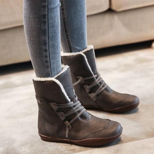 Winter shoes Add wool warm Leather Boots Women Large size 41 42 43 Casual Boots Women Snow Boots footwear