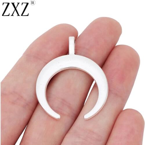 ZXZ 10pcs Ox Horn/Crescent Moon Charms Pendants for Jewelry Making Findings 40x33mm