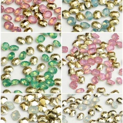 1Pack (10pcs) Opal Nail Rhinestones Glitter Point Back Tear drop/Oval/Hear Shape Crystal Gems 3D DIY Nail Art Decorations JZ1-32