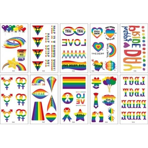 10PCS Rainbow Temporary Tattoo Sticker Waterproof Tattoo Decals High-Quality Long-Lasting Tattoos Fun Birthday Party For Kids