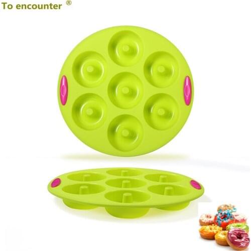 7 Holes Doughnuts Mold Silicone Round Donuts Pans Jelly Fondant Mold Cake Double Chocolate Decoration Baking Pastry Tools