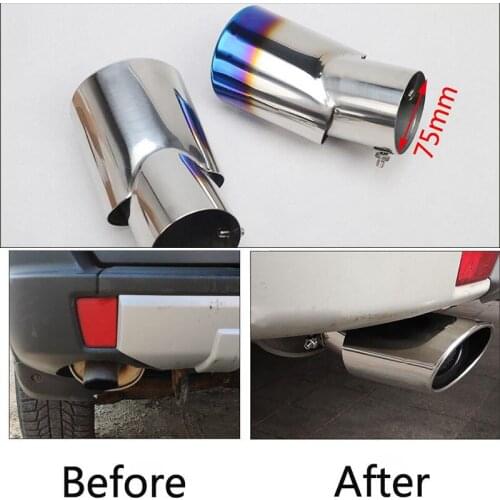 Car styling stainless steel Grilled blue exhaust pipe tail rear muffler tip pipes 1pcs for Mitsubishi Pajero V31 V33 V73 V93 V97