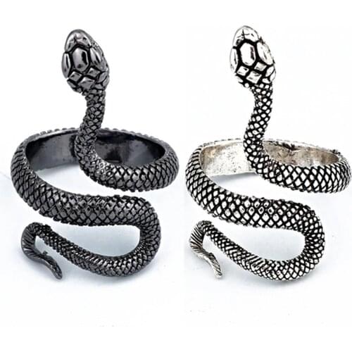 1 Piece European New Retro Punk Exaggerated Spirit Snake Ring Fashion Personality Stereoscopic Opening Adjustable Ring Jewelry
