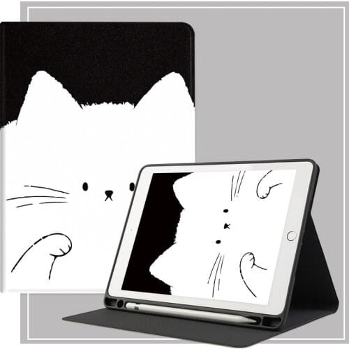 For iPad Air 2 3 Case Cute Cat For iPad Pro 11 Case 2020 Tablet Case Auto Sleep Wake For iPad Mini 5 PU Protect Skin Cases 10.5