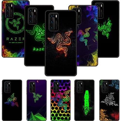 Phone Case For Huawei P20 P30 P40 P Smart Z + P10 Mate 30 10 20 Lite Pro Black Cover Shell Soft Bumper Game Brand Razer Snake