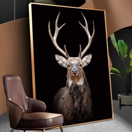 Black Deer Wall Art Canvas Paintings Posters and Prints Animal Wall Pictures for Living Room Home Wall Cuadros Decor No Frame