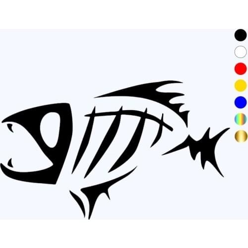 CK2986# Fish skeleton reflective funny car sticker vinyl decal silver/black car auto stickers for car bumper/rear window