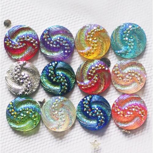 DemiRowe New 80PCS AB Resin 12mm Round Phoenix Tail Flatback Rhinestone Wedding Ornament -Z116