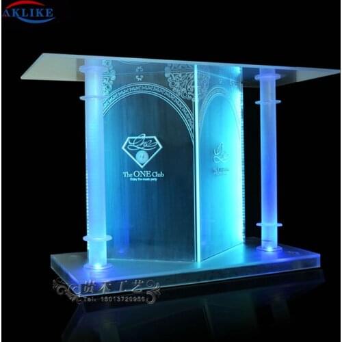 Design Bar Furniture Manufacture AKLIKE Acrylic Bar DJ Table Colorful Equipment Mixer LED Lighting Counter Customized Dj Booth