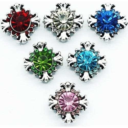 Hot sale 10pcs mixed beauty Cross 12MM rhinestone metal snap buttons fit DIY 12mm snap jewelry KZ9076