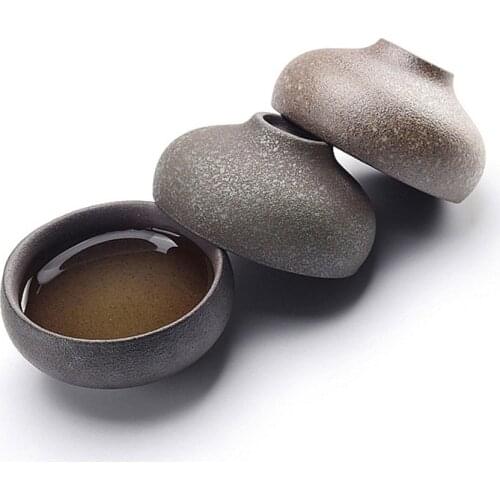Coarse Pottery Retro Tea Cup Zen Ceramic Master Cup Japanese Style Black Tea Ceremony Household Small Tea Bowl