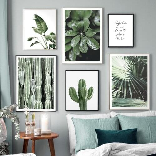 Cactus Tulip Green Palm Banana Leaf Wall Art Canvas Painting Nordic Posters And Prints Wall Pictures For Living Room Decoration