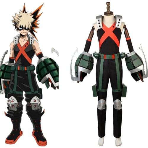 Cosplaydiy My Hero Academia Bakugou Katsuki Cosplay Costume HEROCOSTUME Fighting Cosplay Suit L320