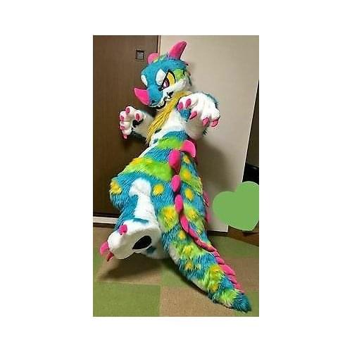 Orange Dragon Mascot Costume Suit Cosplay Party Game Fancy Dress Outfits Clothing Advertising Carnival Halloween Adults Fursuit