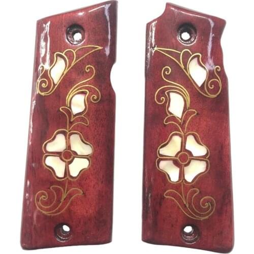 Llama Model XI 9mm. Parabellum Special Series Pearl Inlaid Red Wood grips Gun grips Gun accessory av Gun pistol grips 1