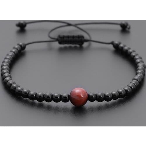 2021 New Trend Red Tiger Eye Stone Bracelet Men Handmade Weave Adjustable Charm Beads Bracelet For Men Jewelry Gift