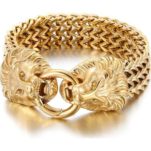 New listing European and American punk trendy titanium steel creative lion head bracelet