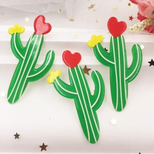 Lovely Colorful Big Cactus Flat Back Acrylic Sheet Miniature Pattern Applique 6PCS DIY Christmas Scrapbook Home Decor Crafts