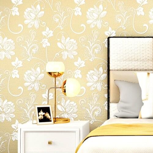 Q QIHANG Modern Style Big Flowers Non-Woven Nordic Bedroom Hotel Ceiling/Decorative Wallpaper 0.53m*10m=5.3m2