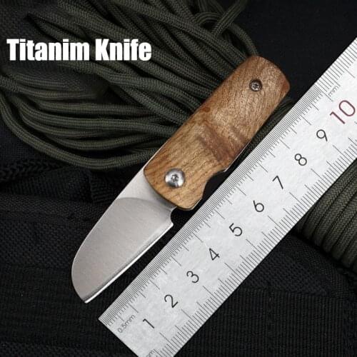 Folding Knife 440 Stainless Steel Natural Shadow Wooden Knife Mini Outdoor Portable EDC Keychain Knife