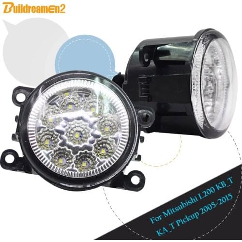 Buildreamen2 For Mitsubishi L200 KB_T KA_T Pickup 2005-2015 Car LED Fog Light DRL Daytime Running Light 12V DC Yellow White Blue