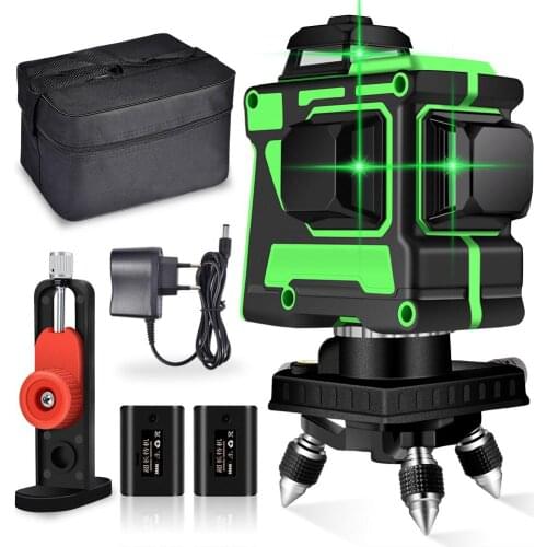 360 degree Infrared Level Self-Leveling Remote Control 3D Horizontal and Vertical Cross-Line Leveler Beam Tool with Base