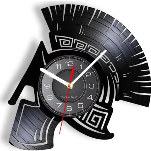 Medieval Gladiator Maximus Viking Helmet Vinyl Record Wall Clock Ancient Knight Greek Roman Warrior Spartans Vintage Wall Watch