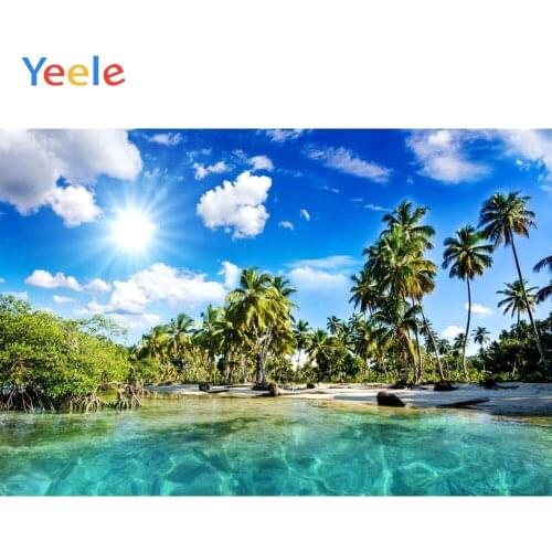 Yeele Summer Seaside Palm Tree Sky Natural Scenery Photographic Background Custom Vinyl Photography Backdrops For Photo Studio