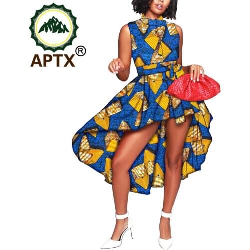 Womens Dresses Elegant African Dress For Ladies Clothing Ankara Style With Belt Streetwear Colorful Large Size Wax Pure Cotton