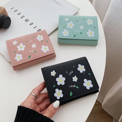 Women Cute Flower Wallet Small Hasp Girl Wallet Brand Designed Pu Leather Women Coin Purse Female Card Holder Wallet Money Bag