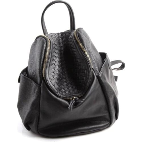 Genuine Leather Women Backpack Large Knitting Vintage Large Handmade Bags