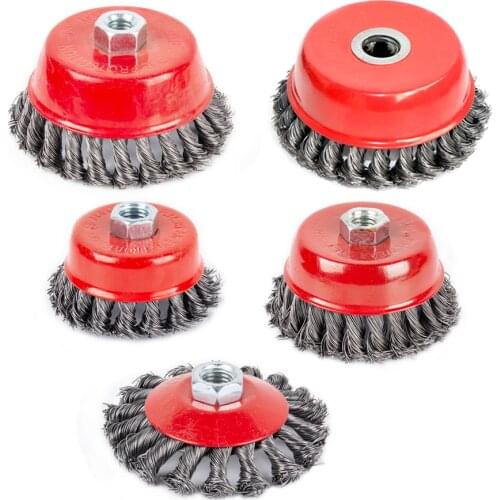 1pc M14 M10 screw Twist Knot Wire Wheel Cup Brush For Angle Grinder Steel Wire & Alloy Metals Twisted & Crimped Wire Brushes