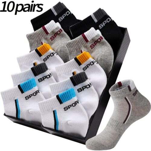 10 Pair Men Ankle Socks Breathable Cotton Sports Socks Mesh Casual Athletic Summer Thin Cut Short Sokken Black And White Socks
