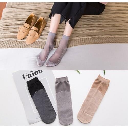 10 Pairs/ Lot Velvet Silk Womens Summer Socks Cotton Bottom Soft Non Slip Sole Massage Wicking Slip-resistant Spring Autumn Sock