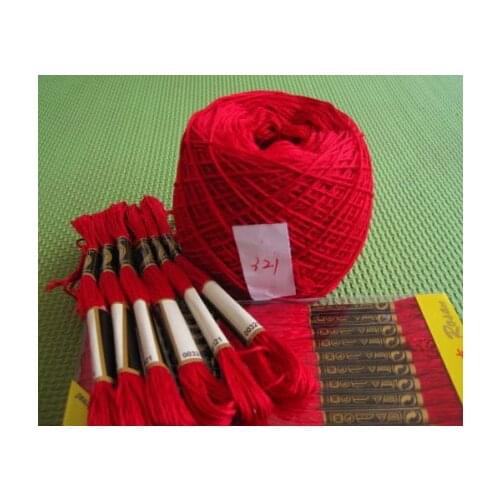 100% cotton six strand floss thread RS Rosace 321, equal DMC 321, 8m/piece, 12pcs/box, Christmas Red color