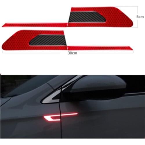 2Pcs/Set Car Reflective Safety Warning Strip Tape Car Bumper Reflective Strips Secure Reflector Stickers Decals