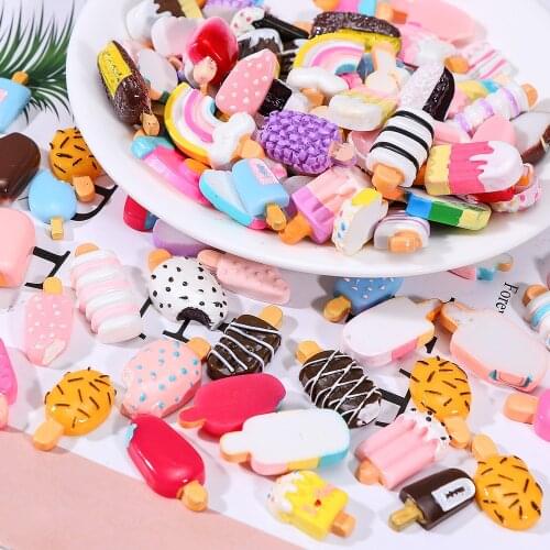 20pcs Mixed Style Cake Dessert Flatback Resin Ornaments Multiple-colour DIY Craft Supplies Handmade Accessories Home Decoration