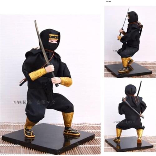 24cm Lovelty Plastic Japanese Ninja Doll with katana sword Hand made black katana crafts gift home decration