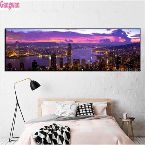 Full Square round Diamond DIY Diamond Painting Embroidery Cross Stitch kits dusk city cloud landscape diamond Mosaic Home Decor