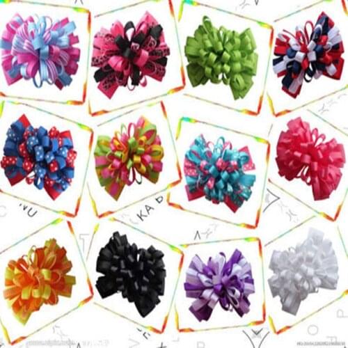 Free Shipping 12pcs Grosgrain Ribbon 4"Fireworks With Clip Hair Accessories Retail Wholesale Fashion Boutique Hair Bow