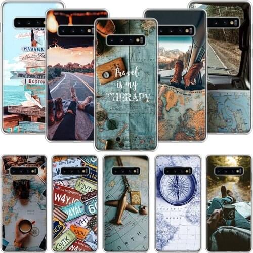 World Map Travel Plans Phone Case For Samsung Galaxy S10 S20 S21 S9 S8 S7 Note 10 20 9 8 FE J4 J6 Ultra Plus Lite Pro + Edge Cov