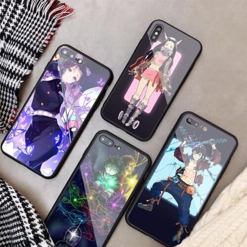 Demon slayer kimetsu no yaiba Tempered Glass Phone Case For iPhone 5 5S 6 6plus 7 8 plus X XR XS Max 11 PRO Max SE 2020
