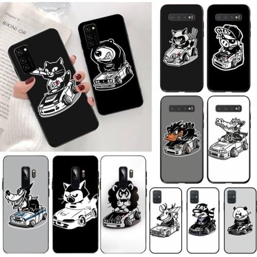 HUAGETOP Cartoon JDM Drift Car Cat Phone Case Cover for Samsung S20 plus Ultra S6 S7 edge S8 S9 plus S10 5G lite 2020